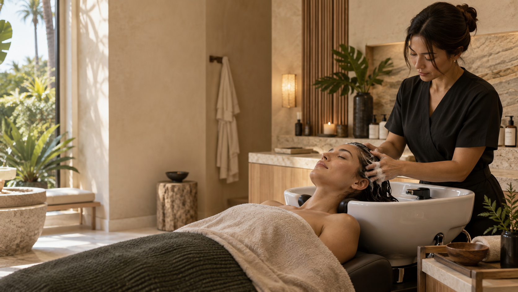 Head spa treatment at Tiki Spa